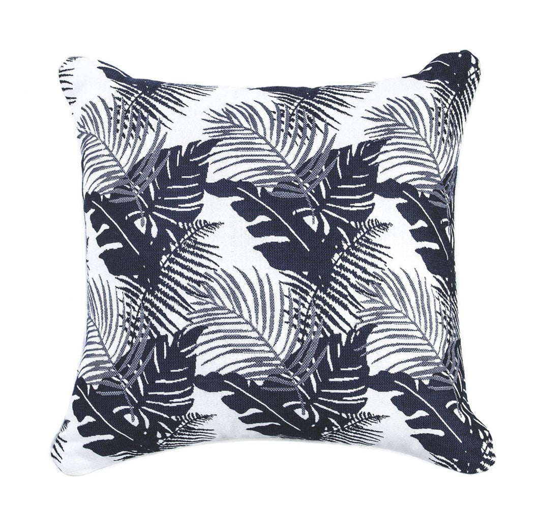 Tropical Palm Denim Cushion Cover